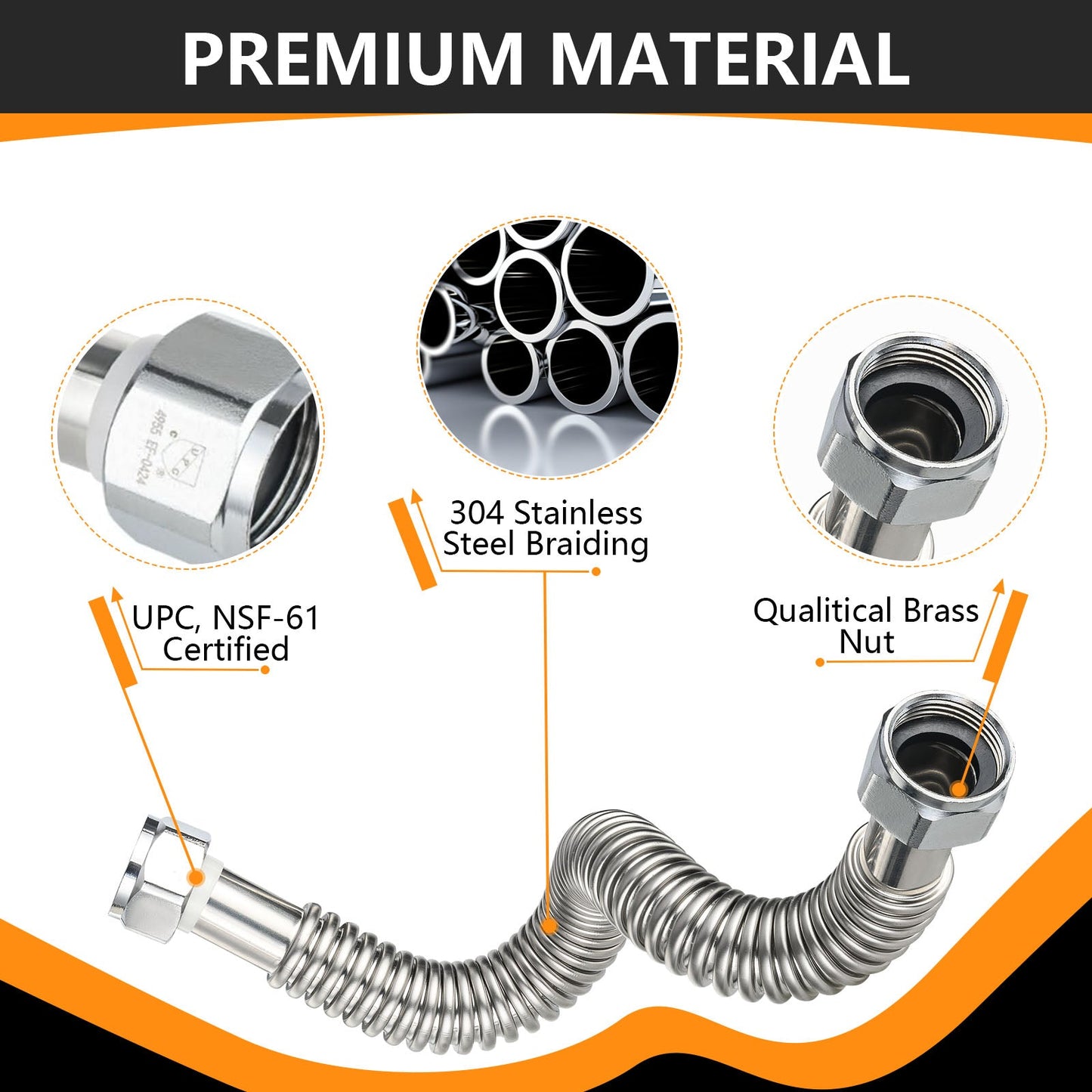 1" FIP x 1" FIP x 24" SS Corrugated Hose