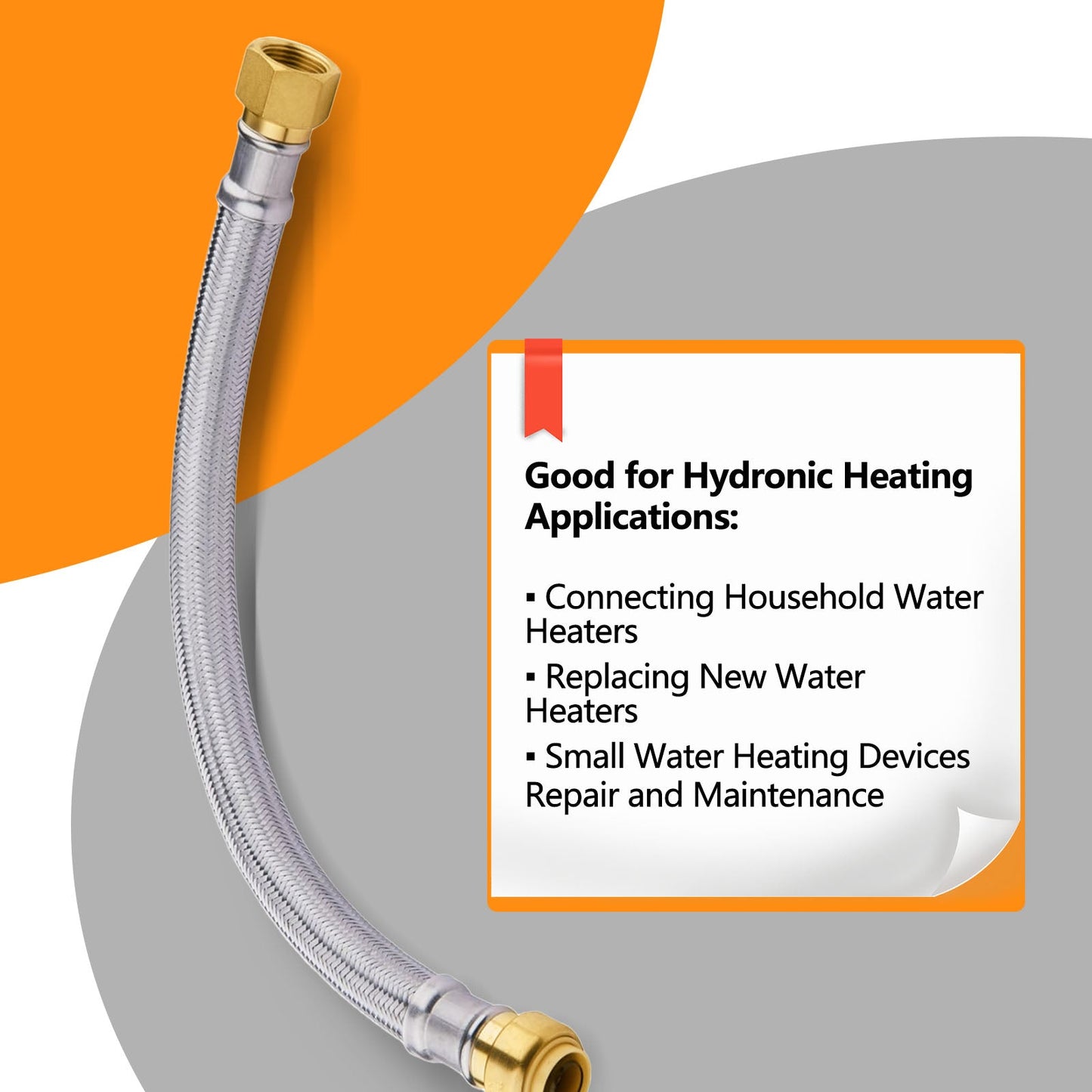 10 Pcs 3/4" Push fit x 3/4" FIP, 18" Flexible Water Heater Connector Hose