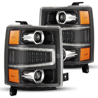 AlphaRex 14-15 Chevrolet Silverado LUXX-Series LED Projector Headlights Black OffRoadUSA.com