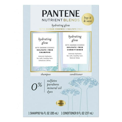 Pantene Hydrating Glow with Baobab Essence Sulfate-free Shampoo; 9.6 fl oz and Conditioner; 8 fl oz EasyOptionXY LLC