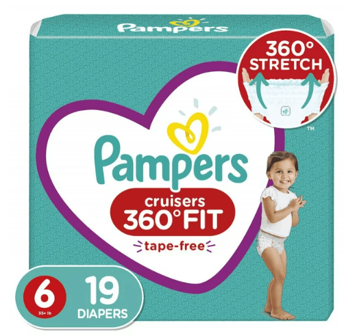 Pampers Cruisers 360 Fit Diapers, Active Comfort, Size 6, 19 ct EasyOptionXY LLC