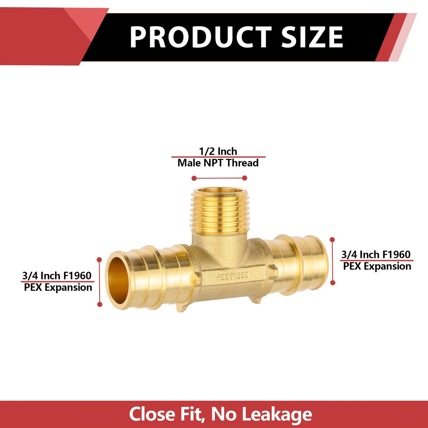 PEX A Expansion 3/4" PEX x 3/4" PEX x 1/2" Male Threaded F1960Tee (Lead Free)
