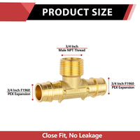 PEX A Expansion 3/4" PEX x 3/4" PEX x 3/4" Male Threaded F1960Tee (Lead Free) Plumbingsell