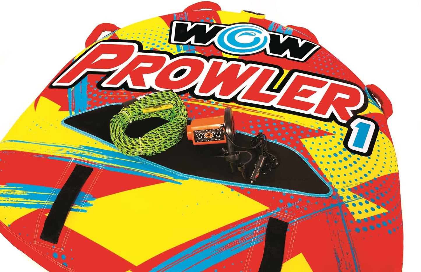 WOW Sports Prowler Towable 1 Person 1P Starter Kit with 12V Pump & 1K Tow Rope (22-WTO-3990-X)