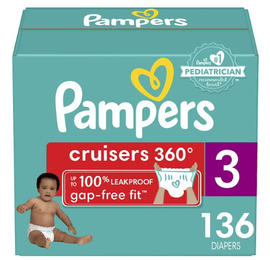 Pampers Diapers Pull On Cruisers 360¡ã Fit Disposable Baby Diapers with Stretchy Waistband Enormous Pack (Packaging May Vary), Size 3, 136 Count EasyOptionXY LLC