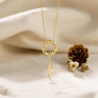 Crown of Thorns Cross Necklace vanimy