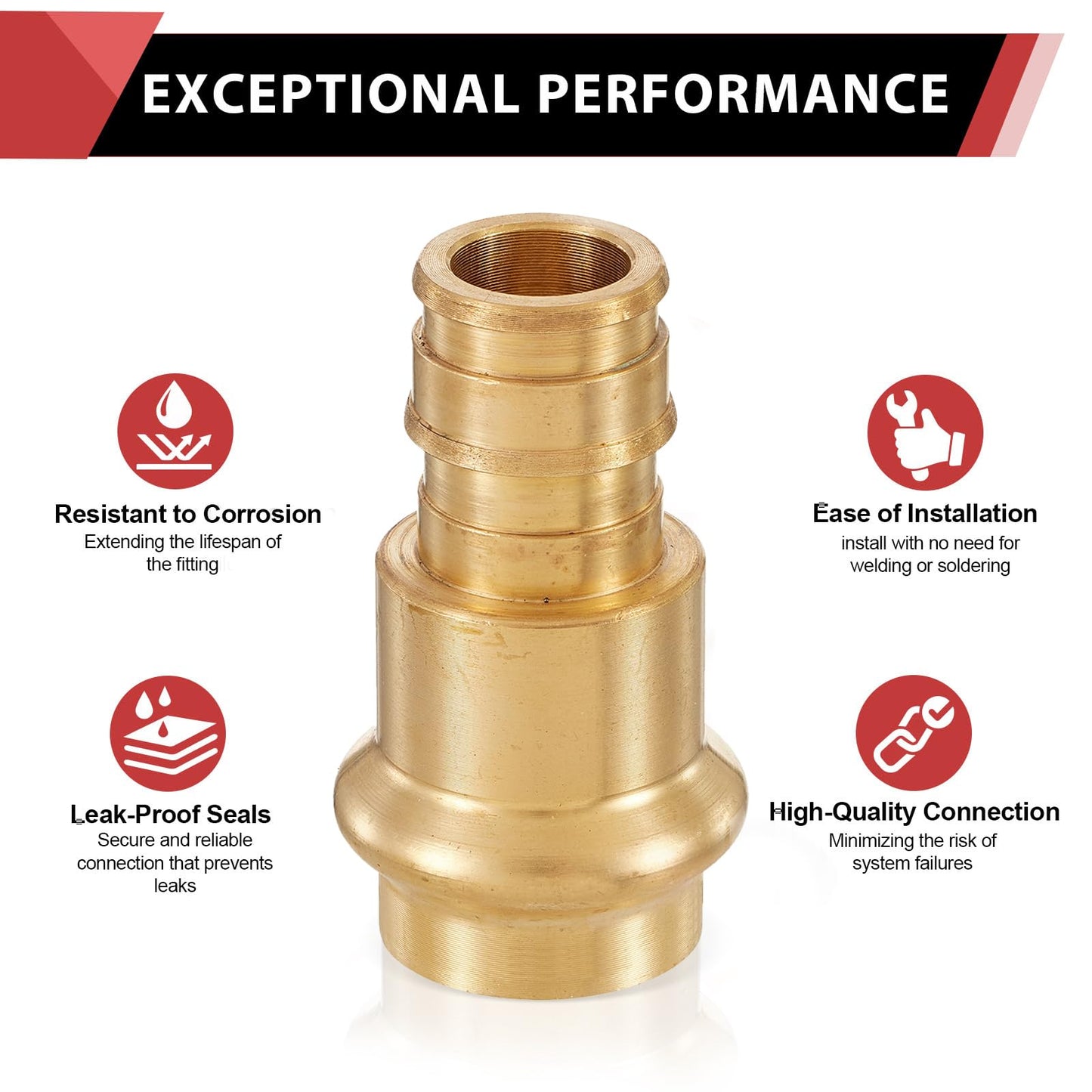 1-1/4" Press x 1-1/4" PEX Expansion Brass Adapter (Lead Free)