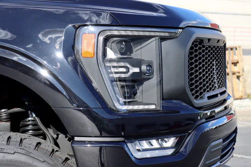 AlphaRex 21-23 Ford F150 / 21-23 Ford F150 Raptor LUXX-Series LED Projector Headlights Alpha-Black OffRoadUSA.com
