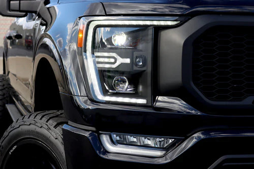 AlphaRex 21-23 Ford F150 / 21-23 Ford F150 Raptor LUXX-Series LED Projector Headlights Black OffRoadUSA.com