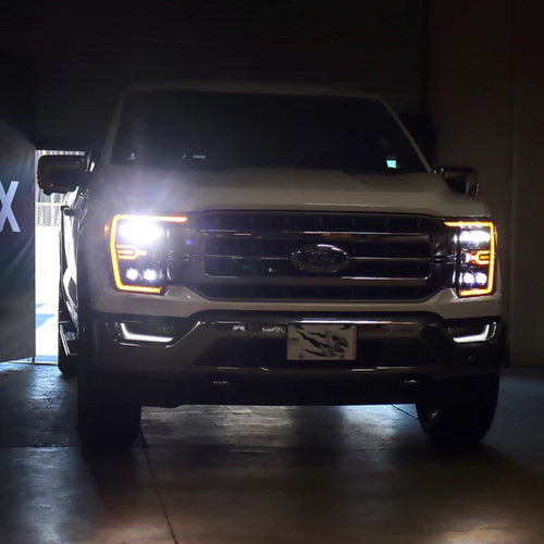 AlphaRex 21-23 Ford F150 / 21-23 Ford F150 Raptor NOVA-Series LED Projector Headlights Black OffRoadUSA.com