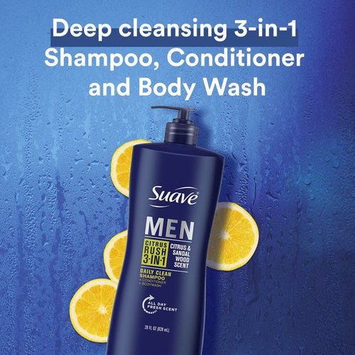 Suave Men Citrus Rush 3-in-1 Shampoo Conditioner Body Wash; 28 oz EasyOptionXY LLC