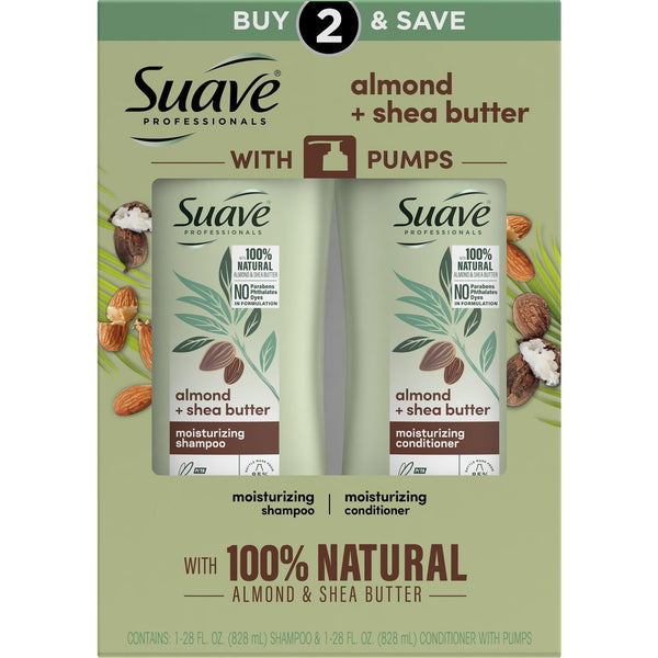 Suave Professionals Almond and Shea Butter Moisturizing Shampoo and Conditioner; 28 oz; 2 Pack EasyOptionXY LLC