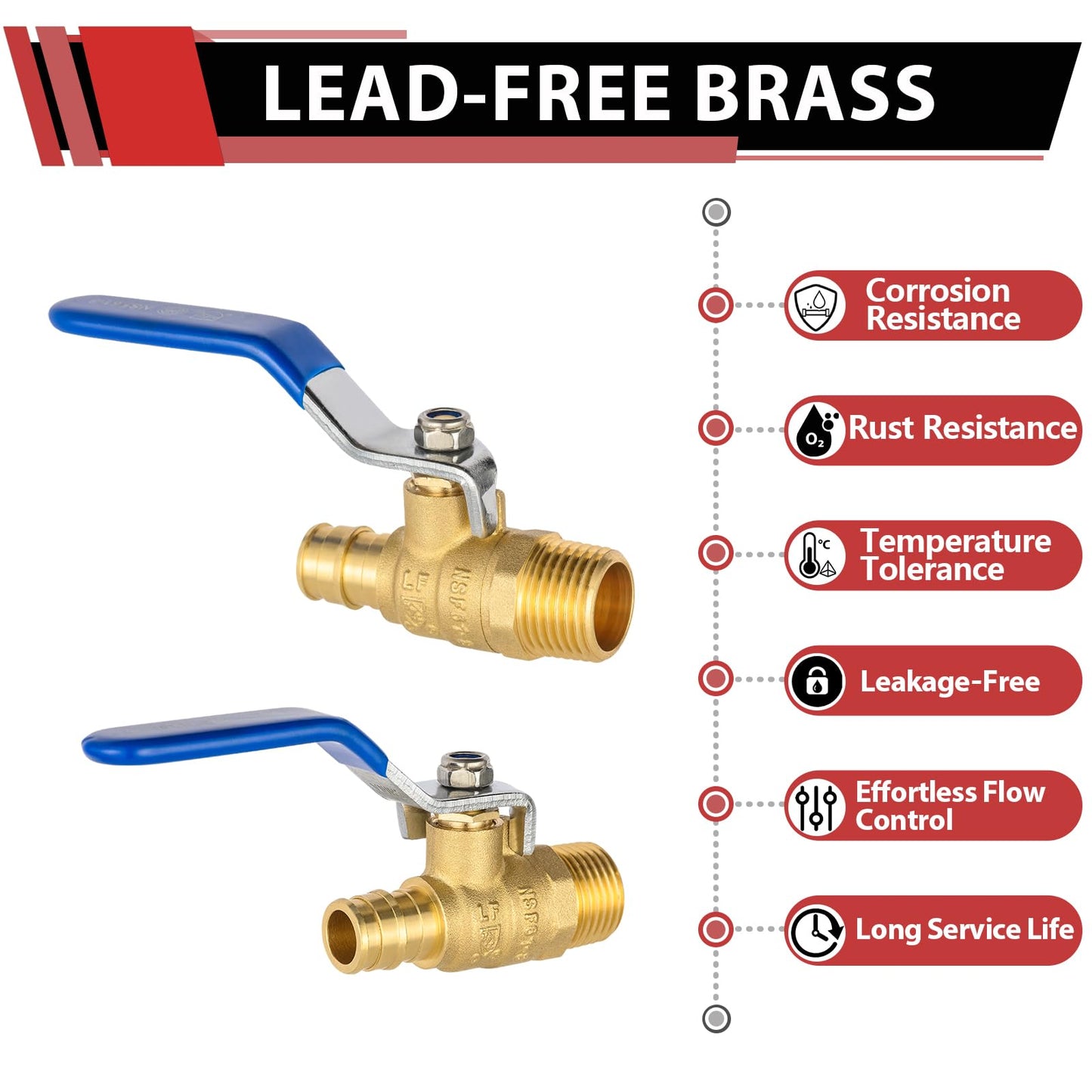 1/2" PEX-A Expansion X 1/2" MNPT Ball Valve, Blue (Lead Free)