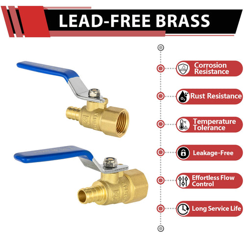 1/2" PEX Crimp X 1/2" FNPT Ball Valve, Blue (Lead Free) Plumbingsell