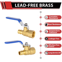 1/2" PEX-A Expansion X 1/2" FNPT Ball Valve, Blue (Lead Free) Plumbingsell