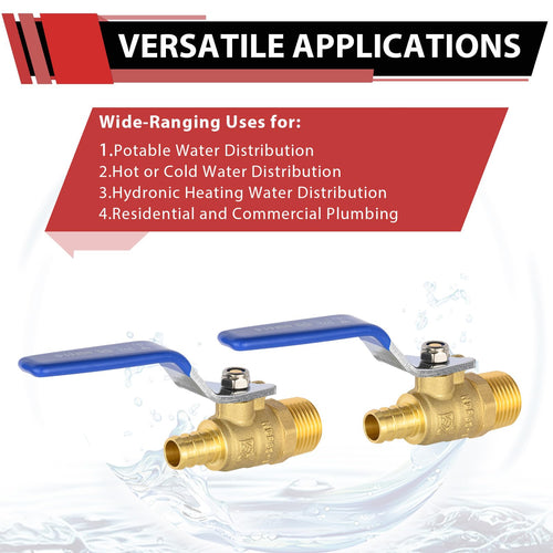 1/2" PEX Crimp X 1/2" MNPT Ball Valve, Blue (Lead Free) Plumbingsell