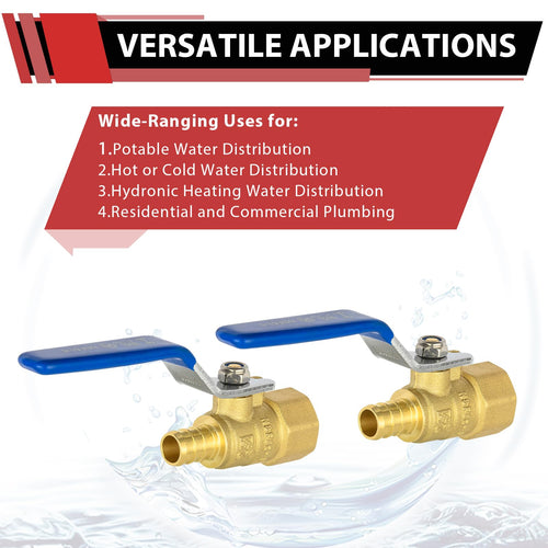 1/2" PEX Crimp X 1/2" FNPT Ball Valve, Blue (Lead Free) Plumbingsell