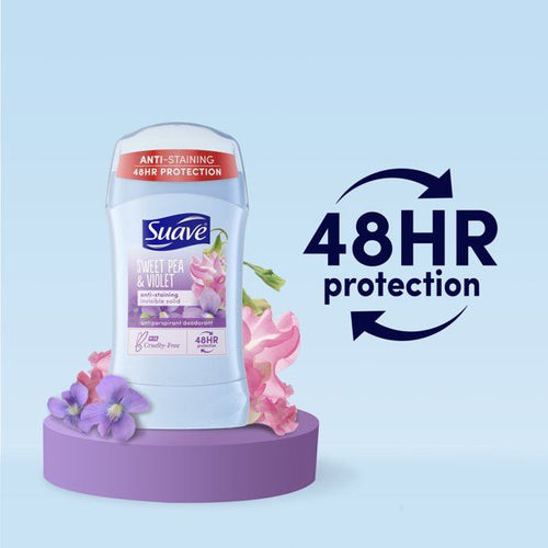 Suave Sweet Pea and Violet Anti-Staining Invisible Solid Antiperspirant Deodorant; 1.2 oz EasyOptionXY LLC