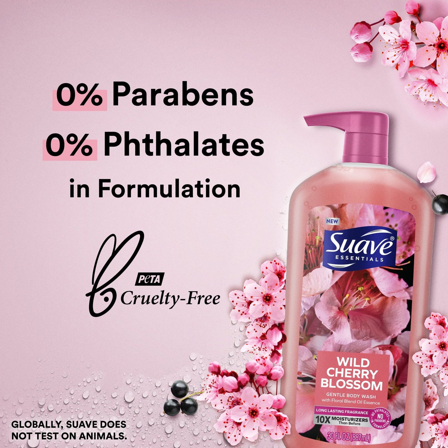 Suave Essentials Gentle Liquid Body Wash; Wild Cherry Blossom; 30 oz EasyOptionXY LLC