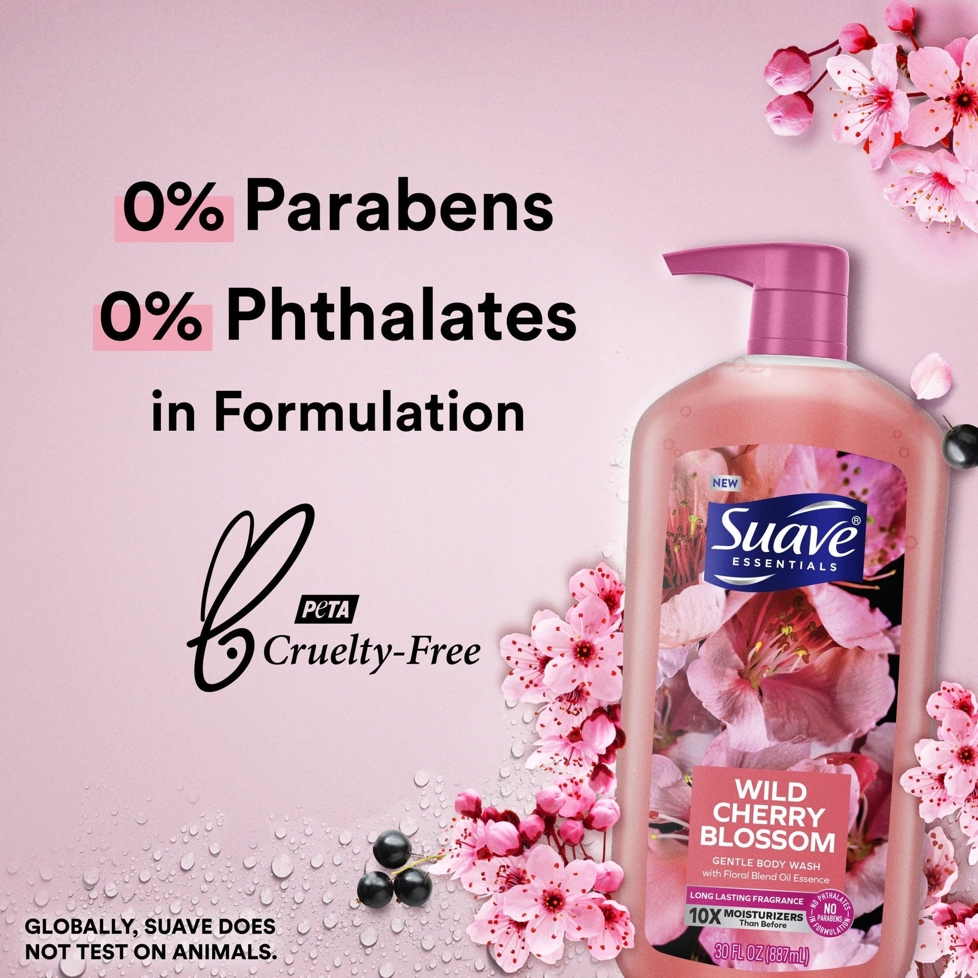Suave Essentials Gentle Liquid Body Wash; Wild Cherry Blossom; 30 oz EasyOptionXY LLC