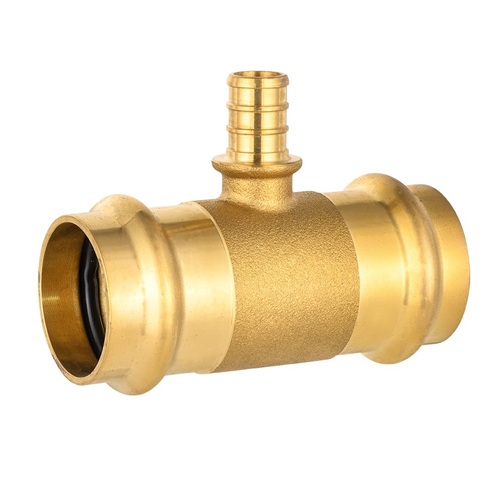 1" x 1" x 1/2" Press x Press x PEX Crimp Brass Tee (Lead Free)