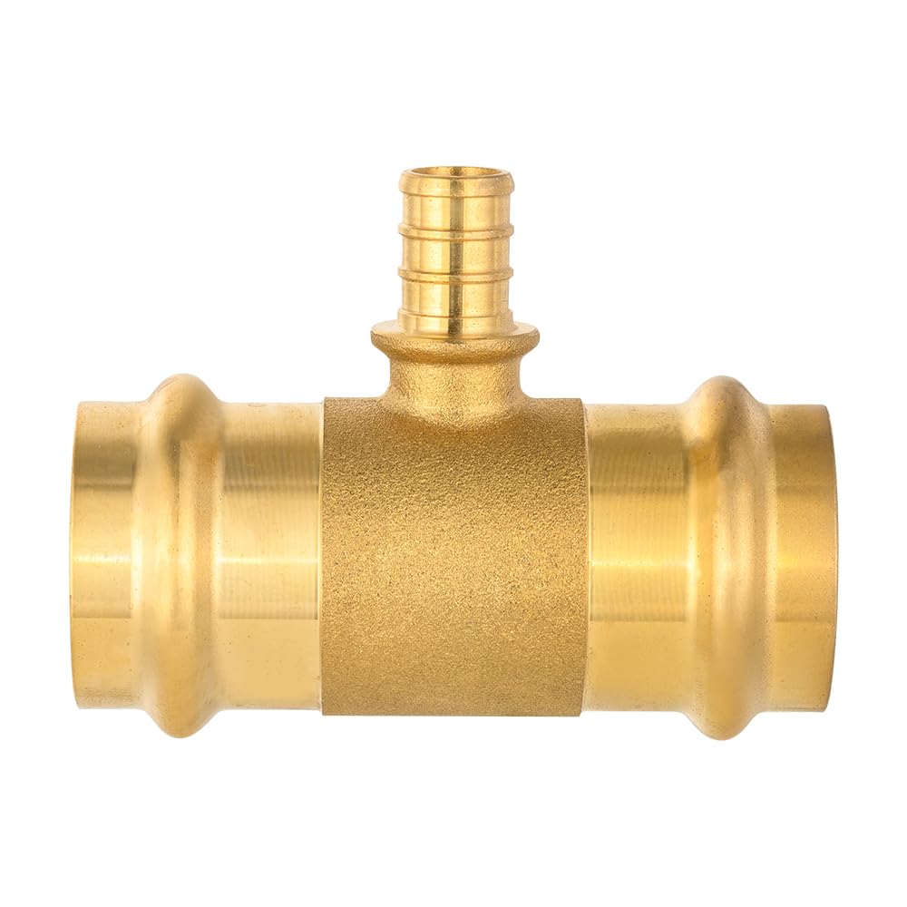 1" x 1" x 1/2" Press x Press x PEX Crimp Brass Tee (Lead Free)