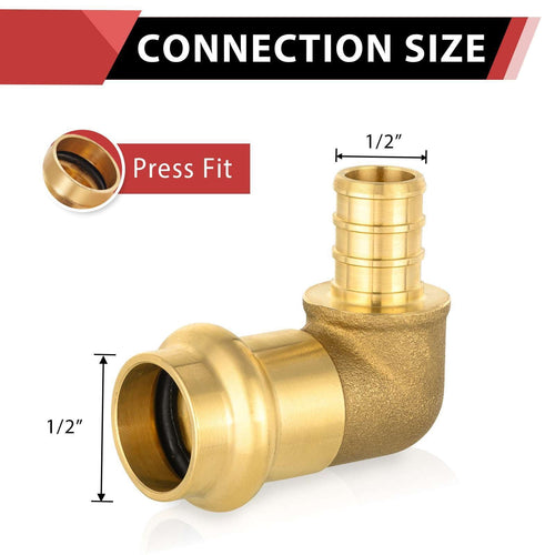 1/2" Press x 1/2" PEX Crimp Brass Elbow (Lead Free) Plumbingsell