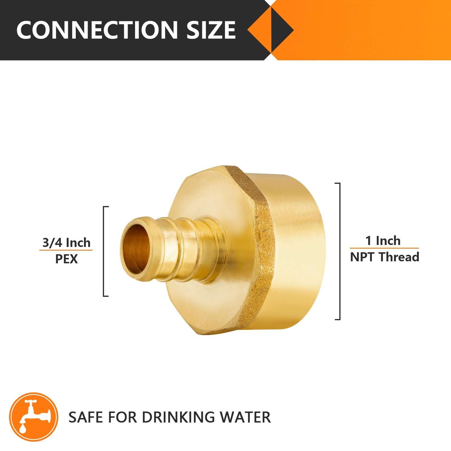 PEX-B Crimp 3/4" PEX x 1" Female Threaded Adapter (Lead Free)