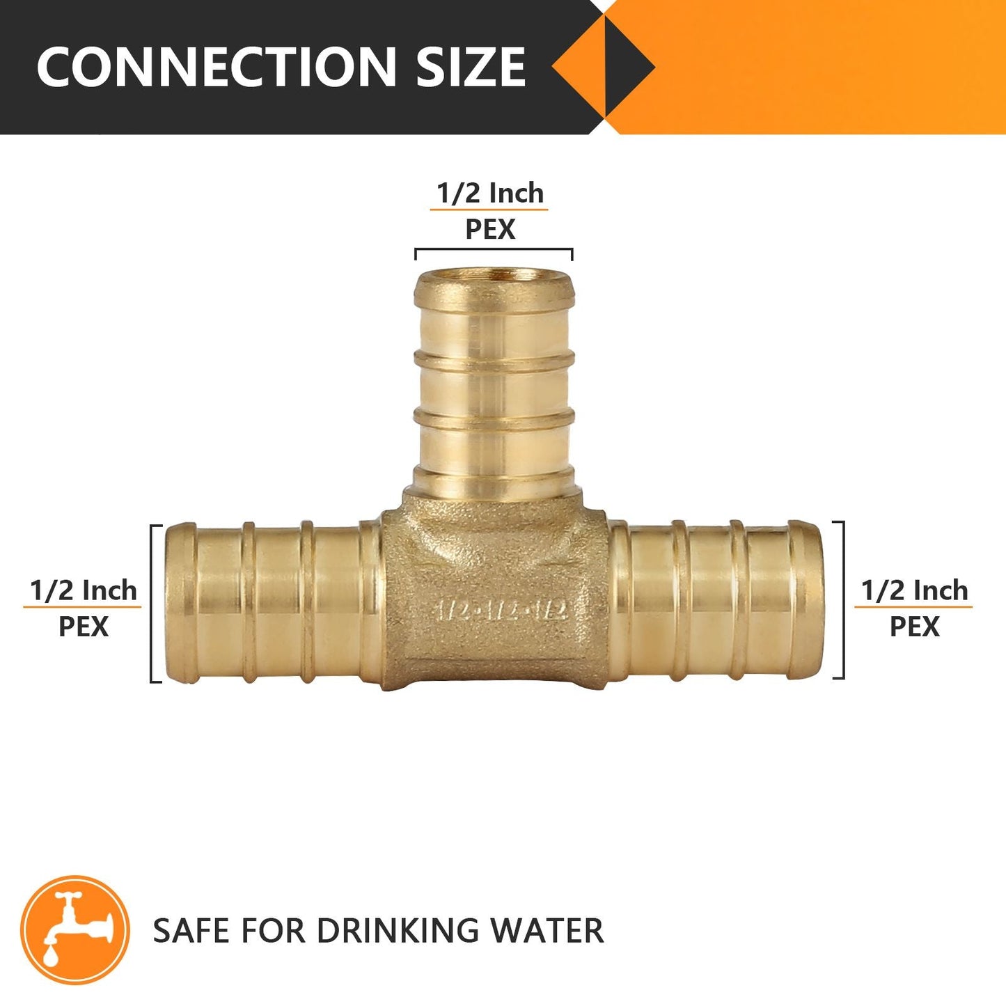 PEX-B Crimp 1/2" PEX x 1/2" PEX x 1/2" PEX Tee (Lead Free)