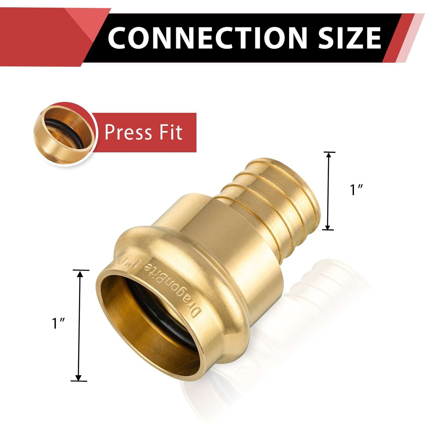 30 Pcs 1" Press x 1" PEX Crimp Brass Adapter (Lead Free)