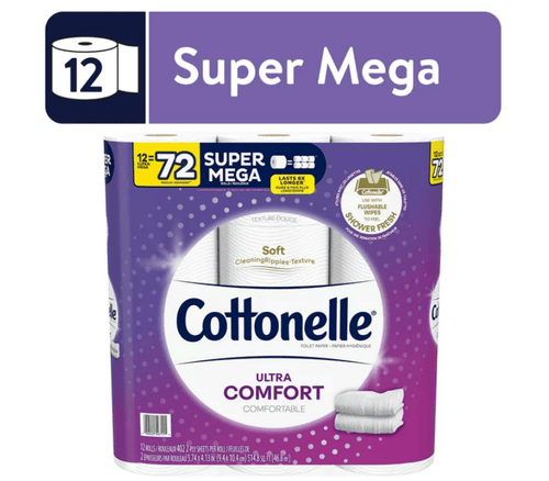 Cottonelle Ultra Comfort Toilet Paper, 12 Super Mega Rolls EasyOptionXY LLC