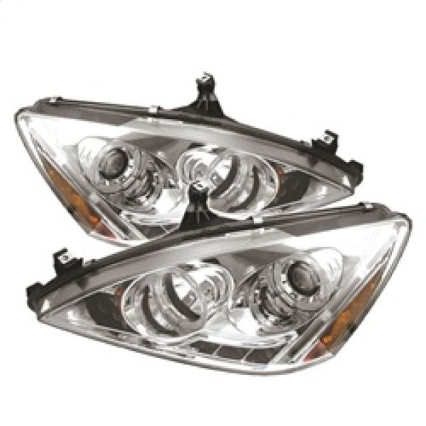 Spyder Honda Accord 03-07 Projector Headlights LED Halo Amber Reflector LED Chrm PRO-YD-HA03-AM-C OffRoadUSA.com