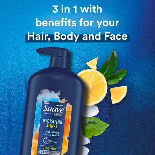 Suave Men 3 in 1 Mens Hair; Face and Body Wash; 30 oz EasyOptionXY LLC