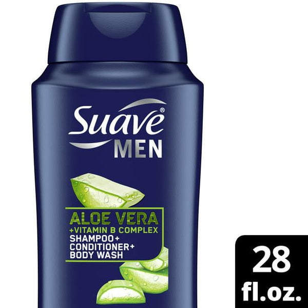 Suave Men 3-in-1 Shampoo Conditioner & Body Wash with Aloe Vera & Vitamin B7; 28 fl oz EasyOptionXY LLC