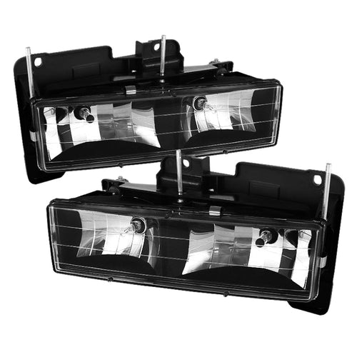 xTune Chevy Suburban 88-98 Crystal Headlights Black HD-JH-CCK88-BK OffRoadUSA.com