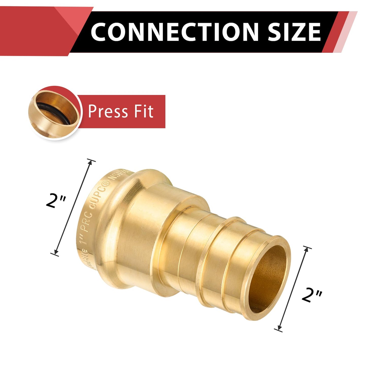 30 Pcs 2" Press x 2" PEX Expansion Brass Adapter (Lead Free)