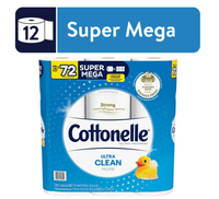 Cottonelle Ultra Clean Toilet Paper, 12 Super Mega Rolls EasyOptionXY LLC