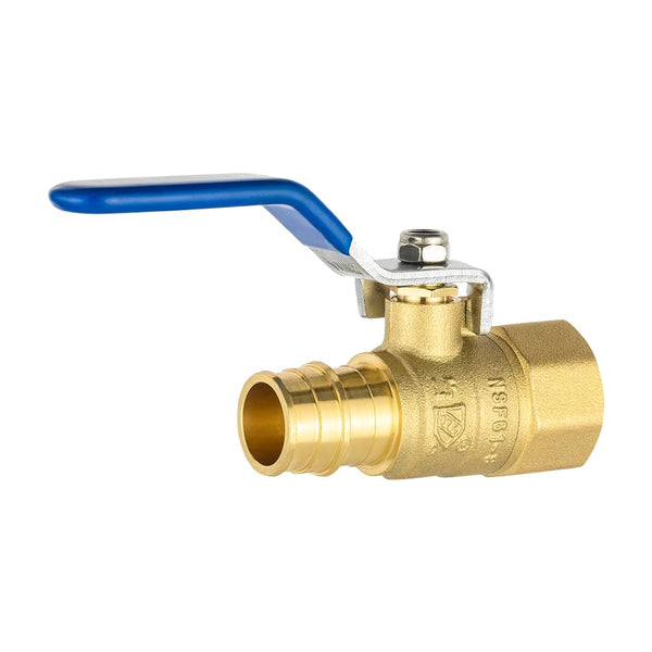 1/2" PEX Crimp X 1/2" FNPT Ball Valve, Blue (Lead Free)