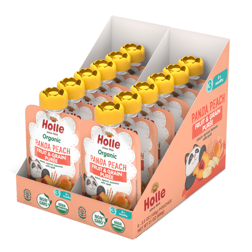 Holle Baby Food Pouches - Organic Fruit & Grain Puree -  Panda Peach Holle USA