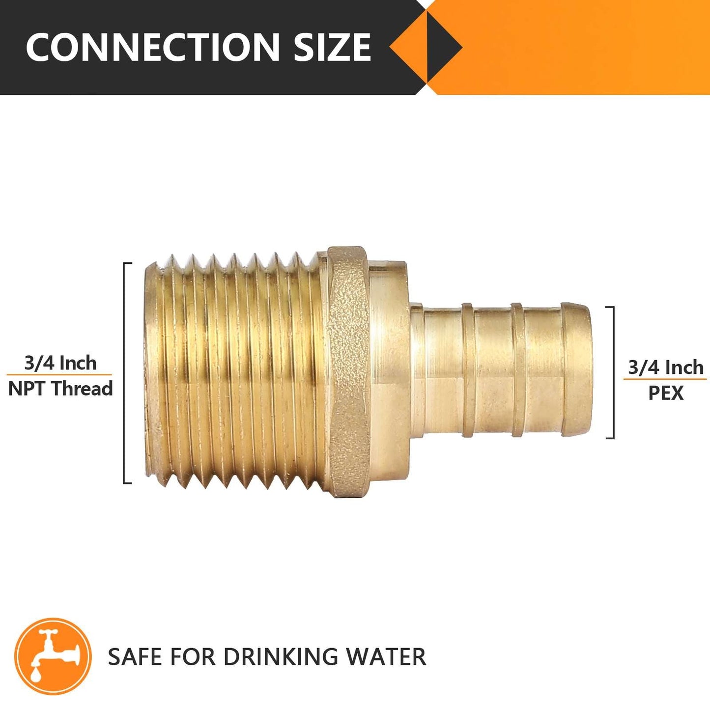 PEX-B Crimp 3/4" PEX x 3/4" Male Threaded Adapter (Lead Free)