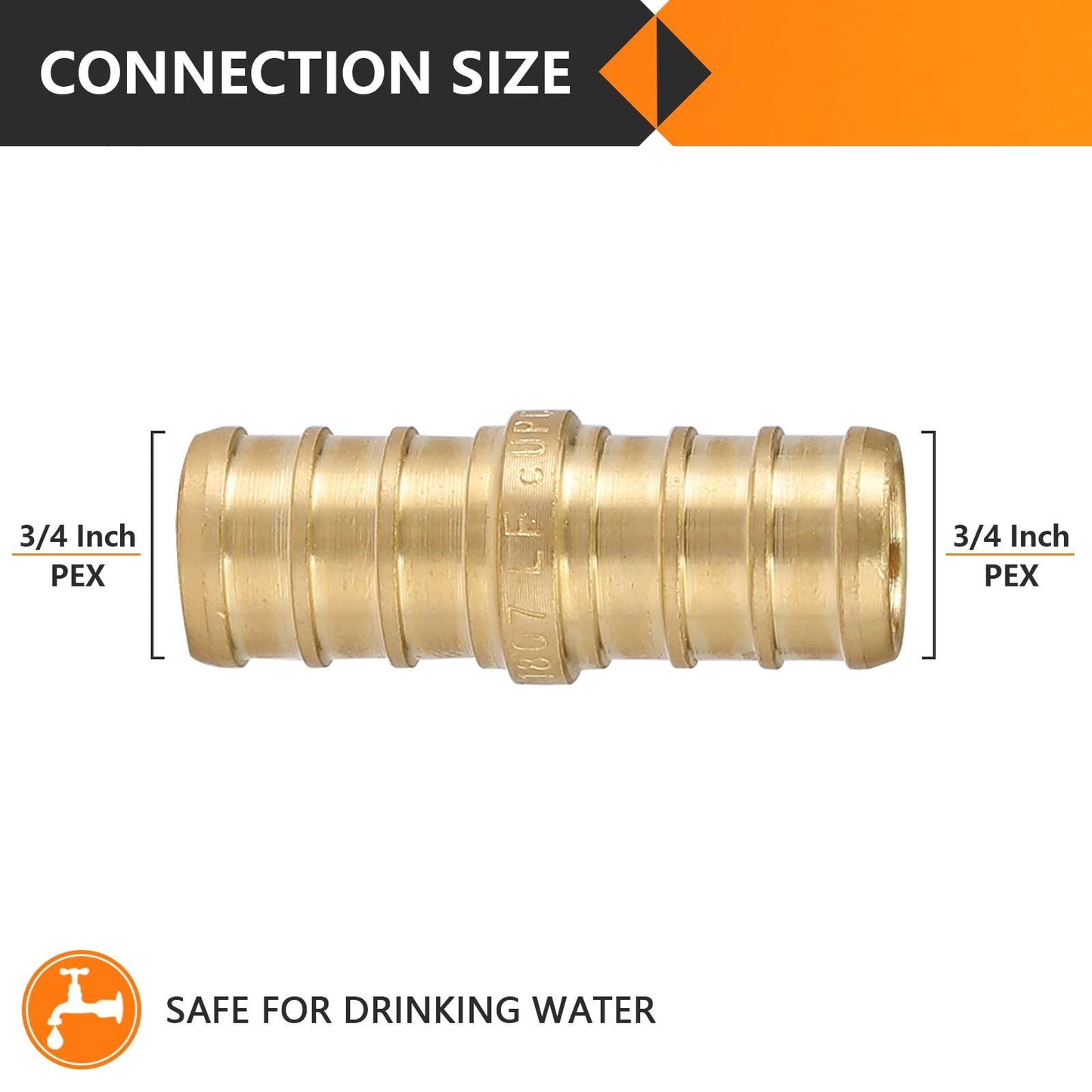 PEX-B Crimp 3/4" PEX x 3/4" PEX Coupling (Lead Free)