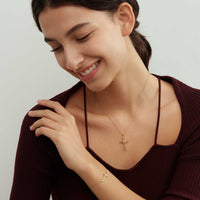 Floral Cross June Rose Birth Flower Necklace vanimy