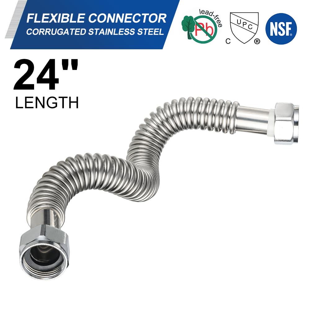 3/4" FIP x 3/4" FIP x 24" SS Corrugated Hose