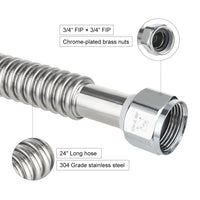 3/4" FIP x 3/4" FIP x 24" SS Corrugated Hose