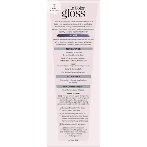 L'Oreal Paris Le Color Gloss One Step Toning Gloss Hair Color, Silver, 4 fl oz