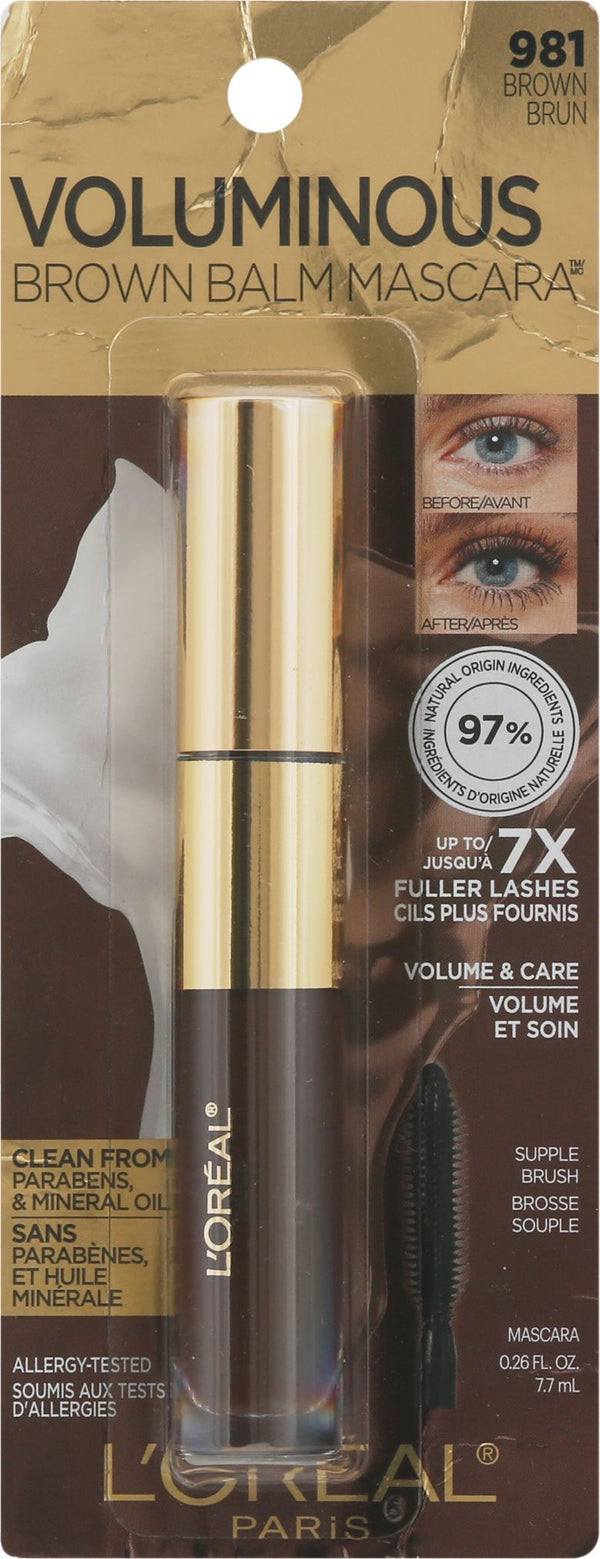 L'Oreal Paris Voluminous Brown Balm Volumizing Vegan Mascara, Brown, 0.26 fl oz EasyOptionXY LLC