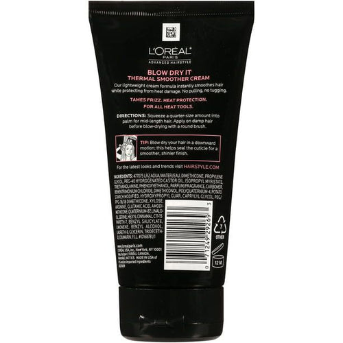L'Oreal Paris Blow Dry It Heat Thermal Smoother Cream Tames Frizz Heat protection, 5.1 fl oz EasyOptionXY LLC