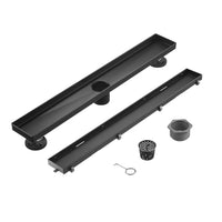 Linear Shower Drain 24" Comes with Matte Black Polished 2 in 1 Panels, Tile Insert Shower Drain, Equipped with Adjustableft,Hair Filters