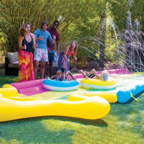 WOW Sports 40' x 8' Rainbow Star Super Slide with 2 Inflatable Sleds Jupiter Gear