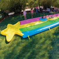 WOW Sports 40' x 8' Rainbow Star Super Slide with 2 Inflatable Sleds Jupiter Gear